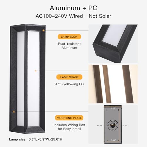 Image of MVBT Outdoor Wall Lights Exterior, 26 inch Large Wall Sconce for House, 3000K LED Outside Front Door Light Fixture Wall Mount, Modern Porch Lights Waterproof Garage Lamp Patio Lighting Entryway Lantern