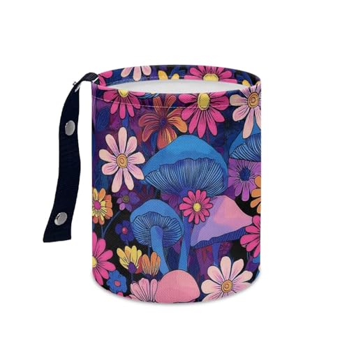 Image of Pensura Car Garbage Can Adjustable Floral Mushroom Mini Trash Can for Cars Collapsible Trash Container Bag for Car Accessories, Cars SUVs and Trucks Backseat Headrest