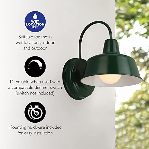 Image of Design House Mason Outdoor Wall Light, 8 inch, Forest Green