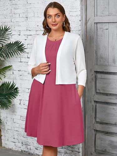 Image of AusLook Plus Size Midi Dress for Women Sleeveless Casual Summer Tank Dress with Pockets A-Line Loose Swing Dress 1-5X