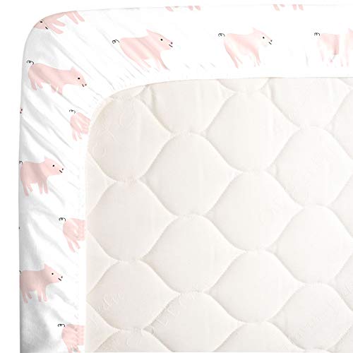 Nojo Piggy Pink & White Super Soft Mini Crib Sheet, Pink, White #TOP3