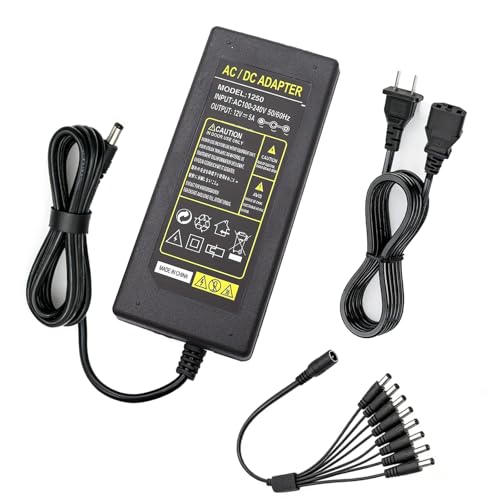 Tnuocke 2-Prong Security Camera Power Adapter,12V 5A 100V-240V Camera Power