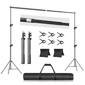 EMART 6.5x10FT Backdrop Stand, Photo Video Studio Adjustable Heavy Duty Background Support System Kit for Photography Parties Wedding