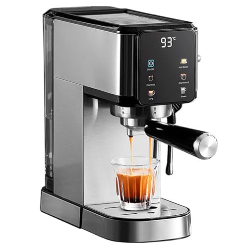 NUNETH Espresso Machine with Milk Frother, Stainless Steel Steam Coffee Maker with 20-Bar Pump, Intelligent Temperature Control,Touch Display, for Cappuccino, Latte, Silver