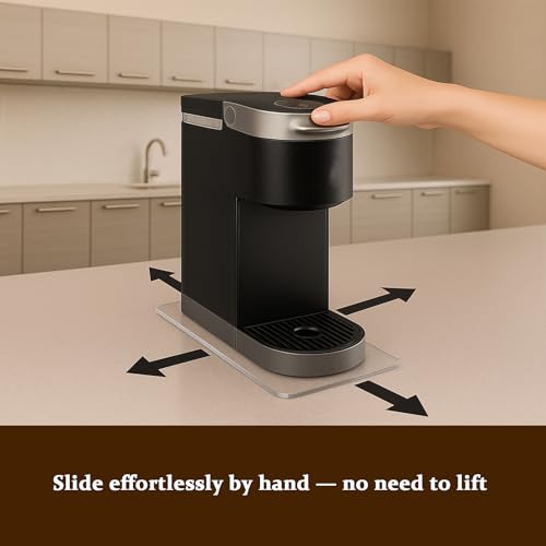 Image of Transparent Acrylic Coffee Maker Slider Tray - Slider Tray for Countertop, Compatible with Keurig Single Serve K-Cup Pods Coffee Maker K-Mini & K-Express, Perfect Fit for Single-Serve Machines