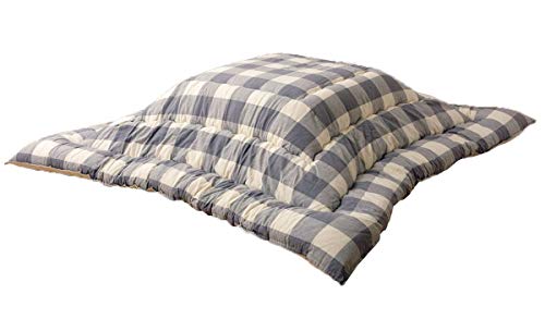 こたつ布団 正方形 日本製 厚掛け インド綿 オーブ グレー 約190×190cm こたつ掛け布団 ストライプ ボーダー #5192409