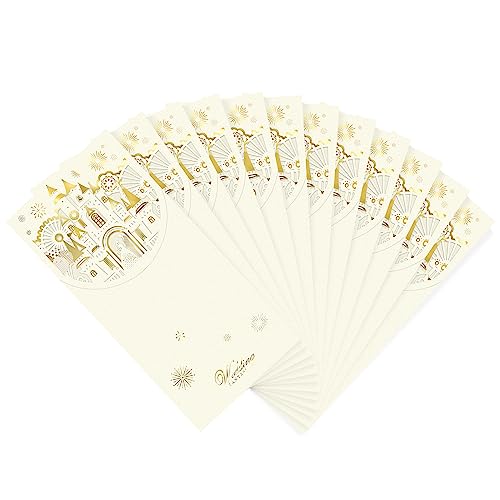 AVERZELLA 12-Pack Wedding Money Envelopes for Cash Gifts - Gold Foil & Laser-Cut Floral Design Cash envelopes for Money, Premium 250g Pearled Paper Money Holder for Weddings Engagement (Beige)