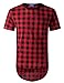 LILBETTER Mens Unisex Cashews Tattoos Hip Hop Side Zip up Extra Long T Shirts,Medium,Red