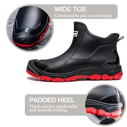 Gugifcto Gummistiefel Herren,Gummistiefel Damen Kurze,Halbhoch Stylische Boots Wasserdicht rutschfest Geeignet Regentag Rutschiger Boden Gartenschuhe Red42EU