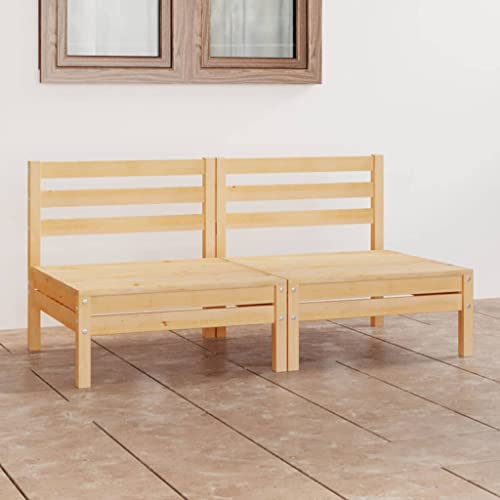 Frdhee Sofá de jardín de 2 plazas, de madera maciza de pino, de ratán, balcón, para jardín, exterior, terraza, balcón