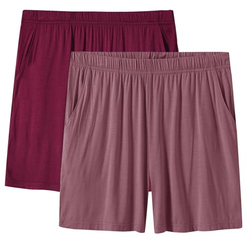 Image of JINSHI Womens Pajama Shorts Soft Comfortable Lightweight Elastic Drawstring Modal Pajama Bottoms Lounge Shorts with Pockets