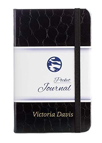 Personalized Pocket Notebook | Journal 3.5 x 5.5 - Small/Mini Size - Hardcover Crocodile Faux Leather Textured - Premium Thick Acid-Free Ivory Paper - Lightly Ruled - by CAMOLEAF (Black)