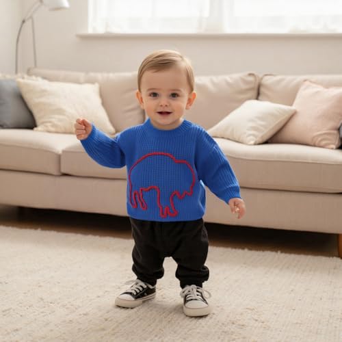 Infant Boy Girl Bison Sweater Newborn Baby Fall Clothes Winter Warm Long Sleeve Knit Pullover Tops Football Jumpers3