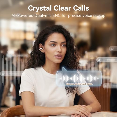 Image of TCL CrystalClip Open Ear Clip-On Earbuds, 5.5g Ultra-Light Open Ear Wireless Earbuds with Deep Bass & 3D Spatial Sound, Clear Calls, Dual-Device Switching, 36H Playtime, IPX4 Waterproof, Lunar White