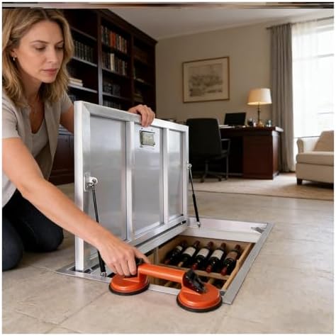 F Mount Trapdoor Cellar Door - Invisible Floor Cover Plate for Basement Access, Secure Interior Entrance, Durable Exit Access Door for Home & Commercial Use