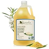 Kevala Organic Extra Virgin Sesame Oil – Cold Pressed, Unrefined & Non-GMO Cooking Oil for Salad, Frying, Baking, and Skin or Hair Use – Gluten Free & Kosher Certified | 128 Oz