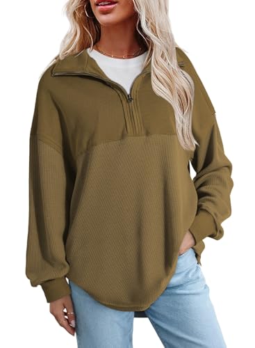 Image of SHEWIN Women Fall Sweatshirt Casual Half Zip Pullover Fall Top 2026 Clothes