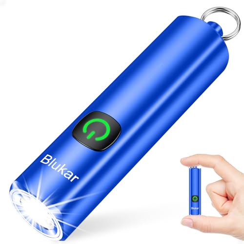 Blukar Taschenlampe LED Aufladbar, Mini EDC Taschenlampen mit 3 Lichtmodi, Klein Flashlight Tragbar mit Schlüsselanhänger, IPX6 Wasserdichte Handlampe für Wandern, Notfäll, Camping usw. -Blau Blukar Taschenlampe LED Aufladbar, Mini EDC Taschenlampen mit 3 Lichtmodi, Klein Flashlight Tragbar mit Schlüsselanhänger, IPX6 Wasserdichte Handlampe für Wandern, Notfäll, Camping usw. -Blau