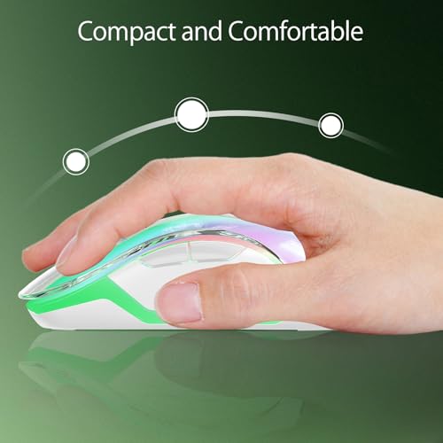 Image of memzuoix 2.4G Wireless Mouse with Customizable Cover & 9-Color LED - Rechargeable Ergonomic, 1400 DPI, 5 Buttons, USB Receiver for PC /Mac - Green