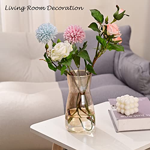 image for Nisoger Glass Vases for Flowers, 8 Inch Tall Ins Modern Irised Crystal