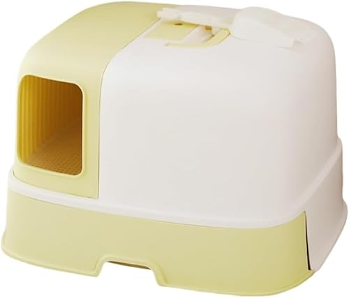 猫 トイレ 猫用トイレ本体 フルカバー 大型 引き出し式 ニオイの広がり防止 砂の飛び散り防止 ネコトイレ 掃除簡単 スコップ 快適ワイド 出入り自由 大きい猫 子猫 システムトイレ キャットトイレ 北欧風 ブルー(イエロー)
