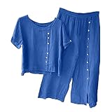 Buy Again My Orders 2023 Summer Outfits for Women Cotton Linen Long Sleeve Blouse and Pants Set Plus