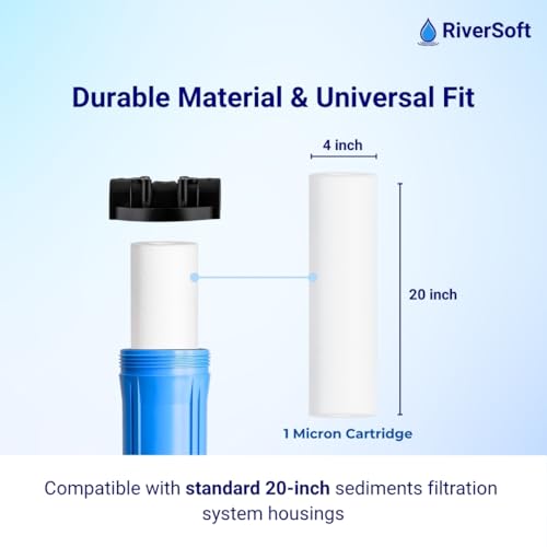 Image of RiverSoft Spun Cartridge SPC-20, removes impurities Above 1 Micron (20 inch, 1 Micron, Pack of 1)