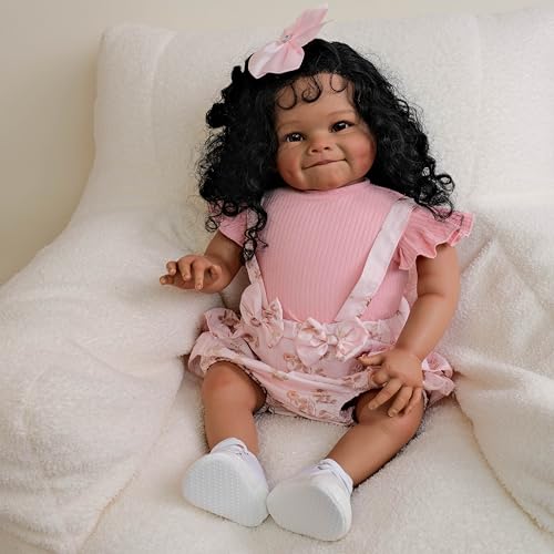 Muñeca Reborn Toddler Negra 24 Pulgadas Realista miniatura 3