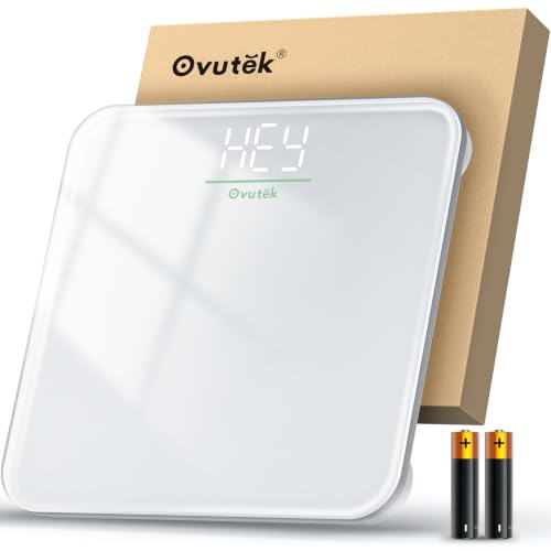 Ovutek Bathroom Scale for Body Weight, 5mm Tempered Glass, 400lb