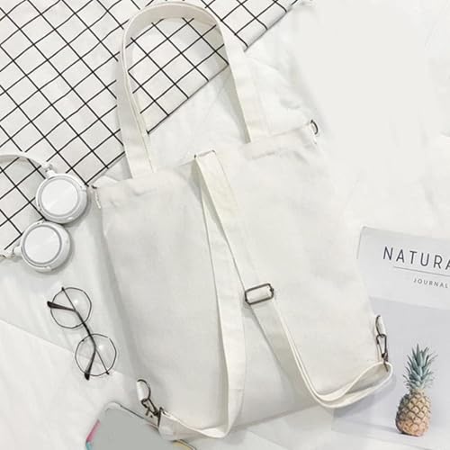 Image of INOVERA (LABEL) Tote Bags for Women & Girls - Ladies Canvas Shoulder Handbags - Backpack With Adjustable Strap (White)