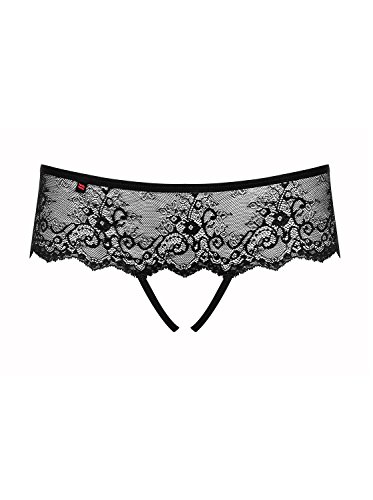 Obsessive Merossa Crotchless Panties, 60 g, Schwarz, Eine Größe