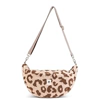 Grünes Glück Premium Moonbag – sehr hochwertige Bauchtasche für Damen mit Innen- & Außentasche & verstellbarem Gurt– ideal als Crossbody Bag, Halbmond Tasche, Kinderwagen Organizer (Braun Leo)