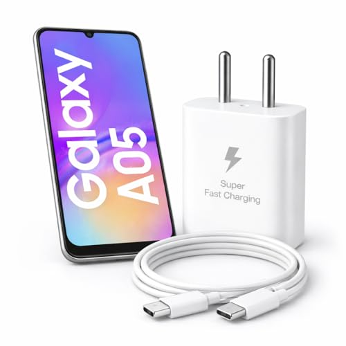 Image of 25W Charger for Samsung Galaxy A05 with Type-C to C Cable | Super Fast Charging PD Adapter for Galaxy S26 /S25 Ultra, S24 FE, M17e /A36 /A16, M15 /M17 /M55 5G, F17 /F70e /Z Fold & S /A /M /F /Z Series Phones
