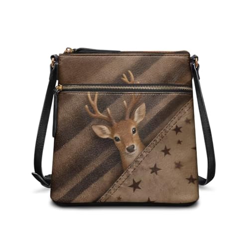 Image of Leather Women Crossbody Hobo Bag Satchel Purse Handbag with Adjustable Shoulder Strap and Zipper Pockets