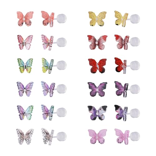 JMFENFA Boucles d'oreilles créoles avec tige en plastique pour oreilles sensibles, ensemble de boucles d'oreilles à tige en zircone cubique multicolore en...
