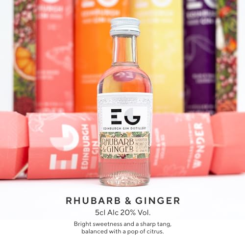 Gin Crackers by Edinburgh Gin - Christmas Gin Alcohol Crackers, Luxury Flavoured Gins 4x 5cl Orange Blossom, Elderflower, Plum & Vanilla, Rhubarb and Ginger Liqueur - Mini Christmas Cracker Gifts