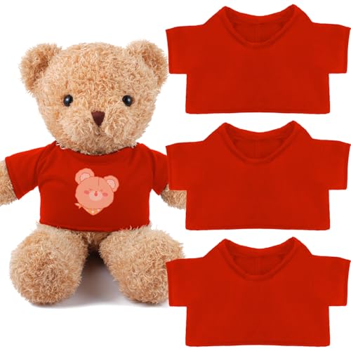 Litherr S 3 Pcs Sublimation Shirt Fit 14-18 Inch Stuffed Bear Blank Stuffed Bear Clothes Plush Bear T Shirts for DIY Make Unique Stuffed Doll Clothes