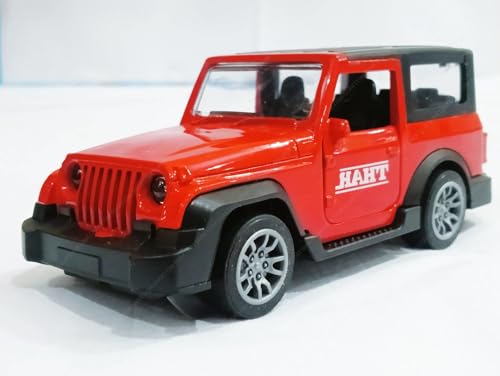 Image of SHAKTISM Thar Diecast Model Toy, 1:32 Scale with Sound & Lights Pull Back Collectible Vehicle Toy Door Opening Scale Car Model Birthday Gift for Boys Girls (Red-Diecast Metal Car)