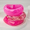 3PCS/Set Chunky Acrylic Resin Bangles Bracelets for Women, Irregular Geometric Designs, Fashion Thick Fuchsia Statement Stackable Bangle Set, Cute Trendy Jewelry, Summer Boho Bracelet Jewelry Gifts (Rose Red) #2
