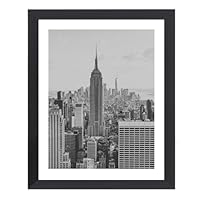 Pack 1 Black Picture Frame 8 x 10 - Ribbed Textured Photo Frame Real Glass Front - Family Photos Wall Hanging Art Display - Portrait Landscape Freestanding Tabletop Frame