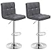 Produktbild SONGMICS Barhocker 2er Set, höhenverstellbare Barstühle, Barstuhl aus Kunstleder, 360° Drehstuhl, Küchenstühle mit Rückenlehne & Fußstütze, Lobby, Tresen, verchromter Stahl, dunkelgrau, LJB64GYZ