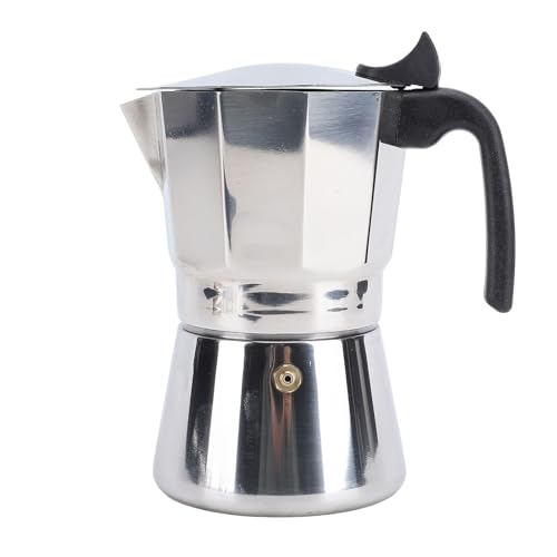 Pyltha Máquina de café Moka 9 barista, acero inoxidable, 150ML - Extracción uniforme, compatible inducción, para 6 tazas (300ML)