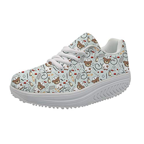 Showudesigns infirmière Baskets Mode Compensées Sneakers Chaussures pour Femme Infirmier Minceur Chaussures Respirantes Gym Fitness 39 EU