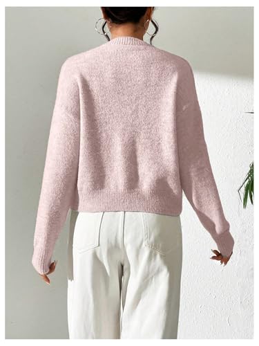 Image of SweatyRocks Women's Fall Button Down Lightweight Cardigan Ribbed Knit Long Sleeve Crew Neck Sweater