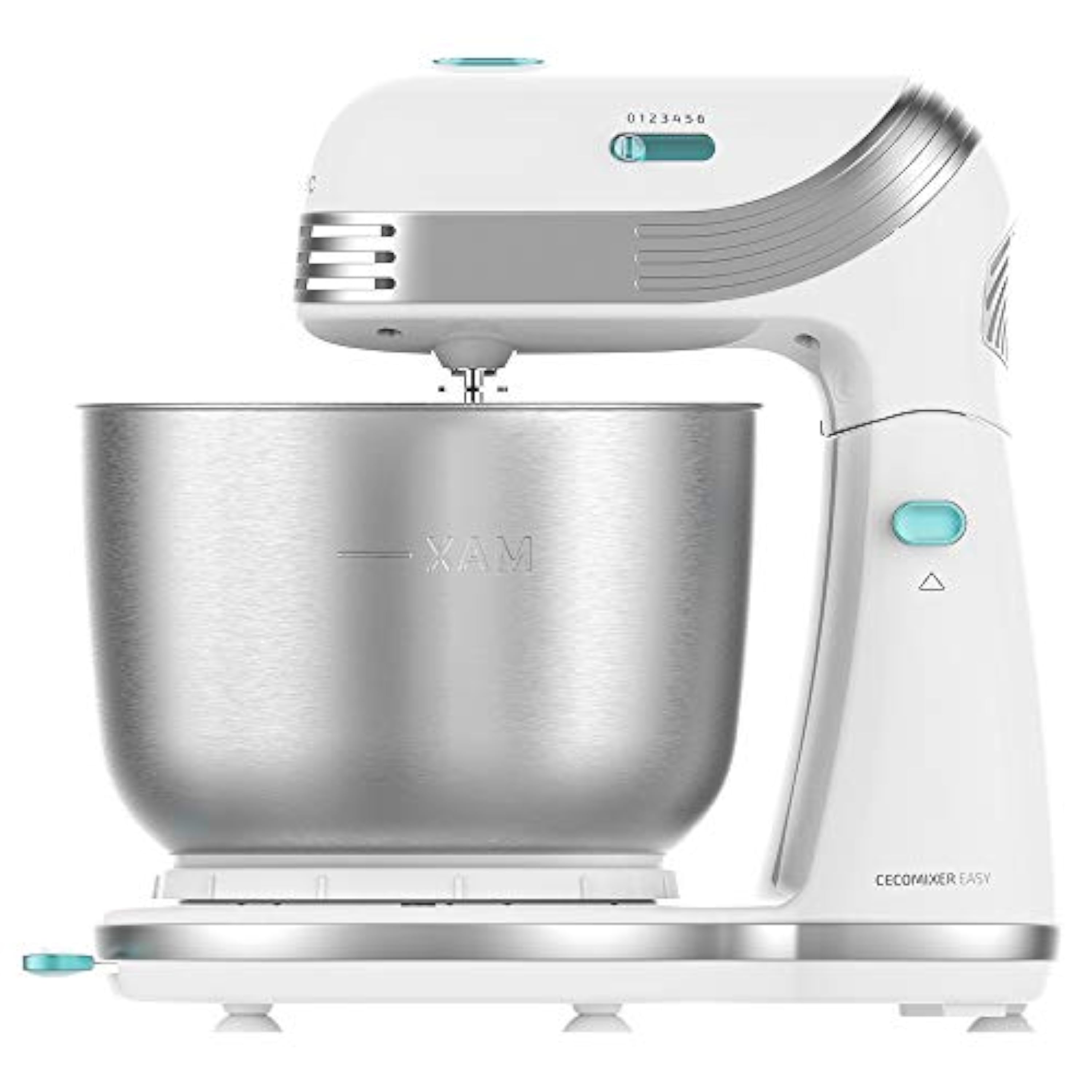 Cecotec Batidora Amasadora Cecomixer Easy White. 250 W, Movimiento Planetario, 5 Funciones, 6 Velocidades, Bol de Acero inoxidable, Capacidad 3 L, Accesorios para Batir y Amasar