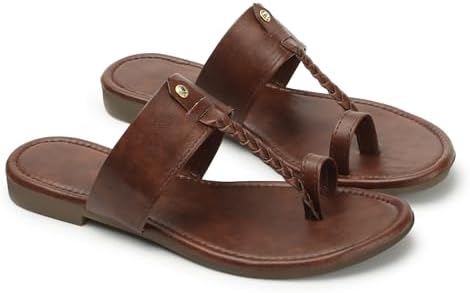 KKF Footwear Women's Casual Flat Sandals Kolhapuri Chappal Ladies Ethnic Flats for Girls Party & Occasions