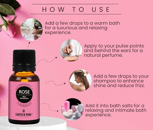 Image of Earth N Pure Lavender Oil, Lemongrass Oil, Jasmine Oil, Rose Oil and Orange Oil Pack of 5 - 15 ml each