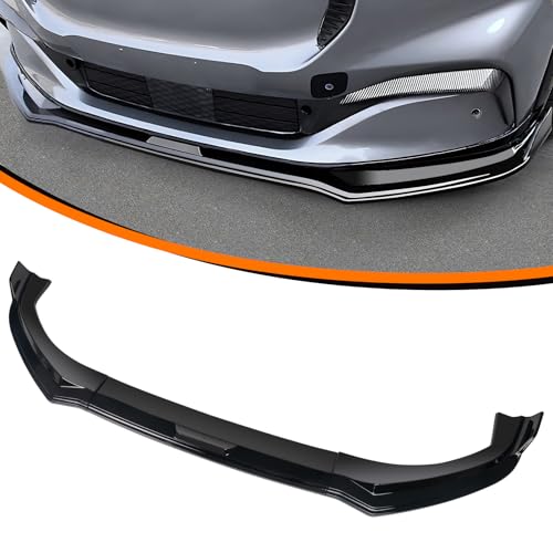 Car Front Bumper Lip Compatible with Ford Mustang Mach E 2021 2022 2023 2024,3pcs Mach-E Front Splitter Spoiler Wing,Glossy Black