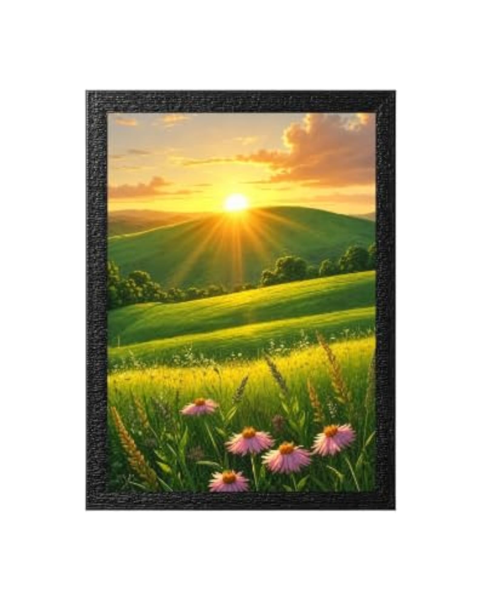 Sunset Green Hills Landscape Photo Frame, A4 Size