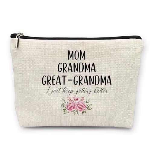 huester Great Grandma Gifts Makeup Bag, GG Gifts for Christmas Cosmetic Bag for Women, Mom Grandma Great-Grandma Toiletry Bags Travel Zipper Makeup Pouch